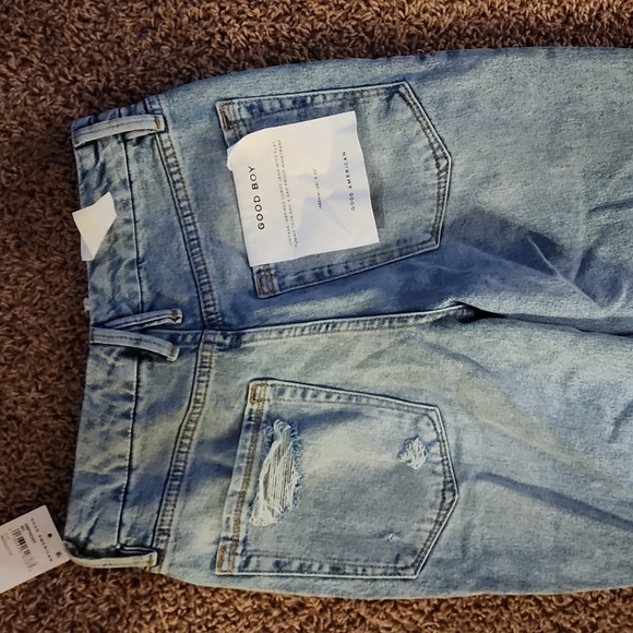 Good American Good Boy distressed light wash Indigo117 2 26 NWT boyfriend - Picture 12 of 15